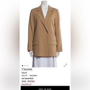 CUYANA Classic Tan Double-Breasted Women's Blazer